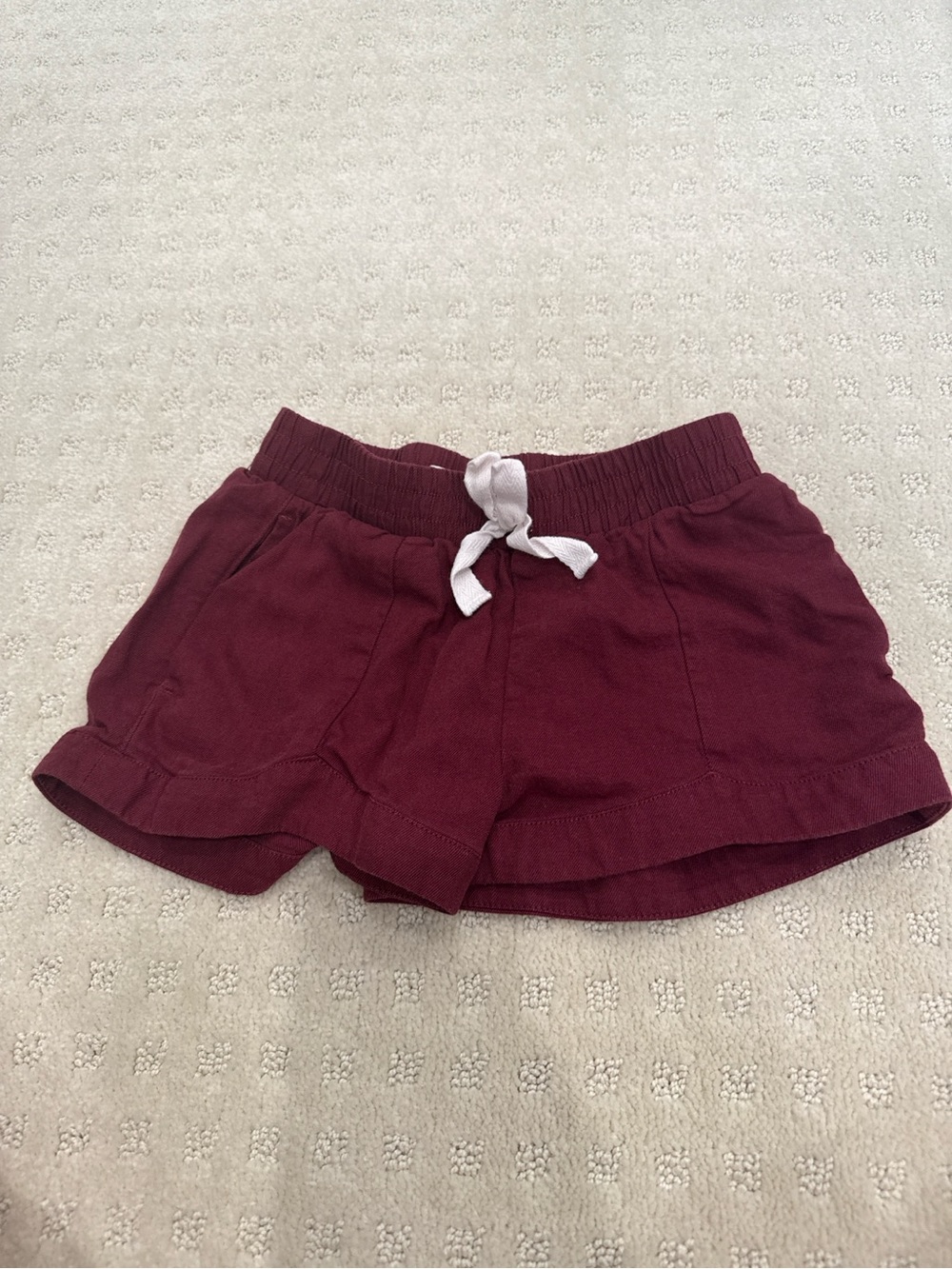 A Loves A Girls Burgundy Ruffle Hem Drawstring Shorts Size S